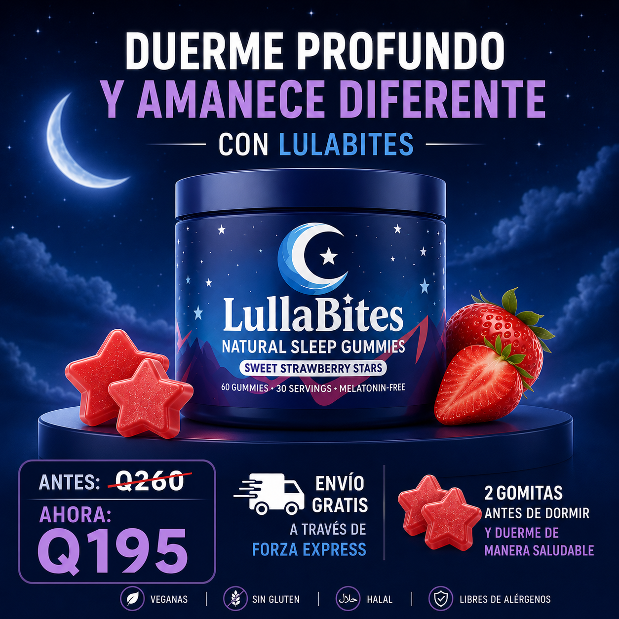LullaBites® Sleep Formula: Gomitas Naturales Para el Sueño Profundo y Reparador