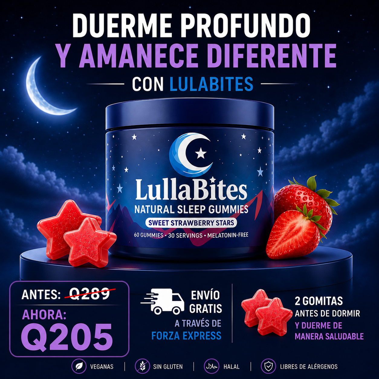 LullaBites® Sleep Formula: Gomitas Naturales Para el Sueño Profundo y Reparador