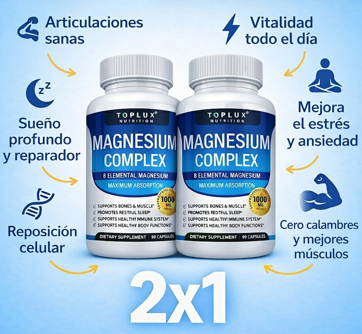 MAGNESIUM COMPLEX: Alto rendimiento y bienestar con ocho tipos de magnesio esenciales.